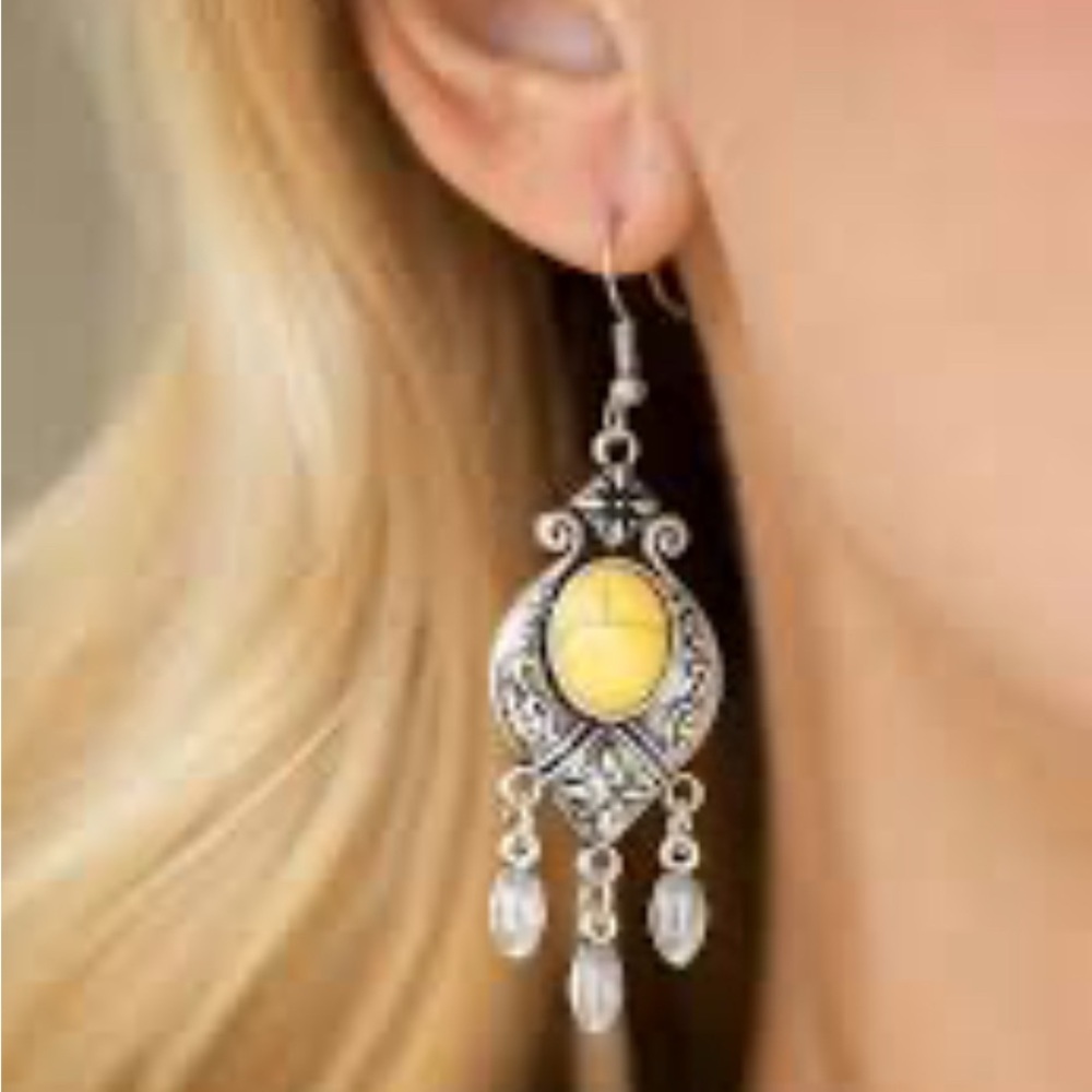 Paparazzi Silver Chandelier Earrings with Crystal Accents